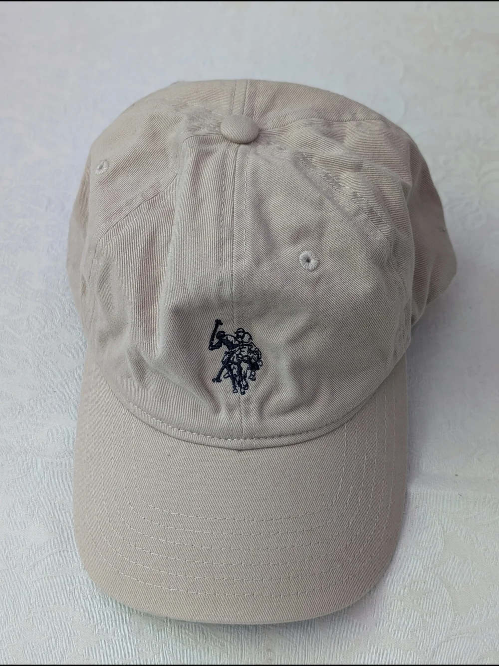 U.S. Polo Assn. Beige Baseball Cap Adjustable Solid Casual Men One Size USA